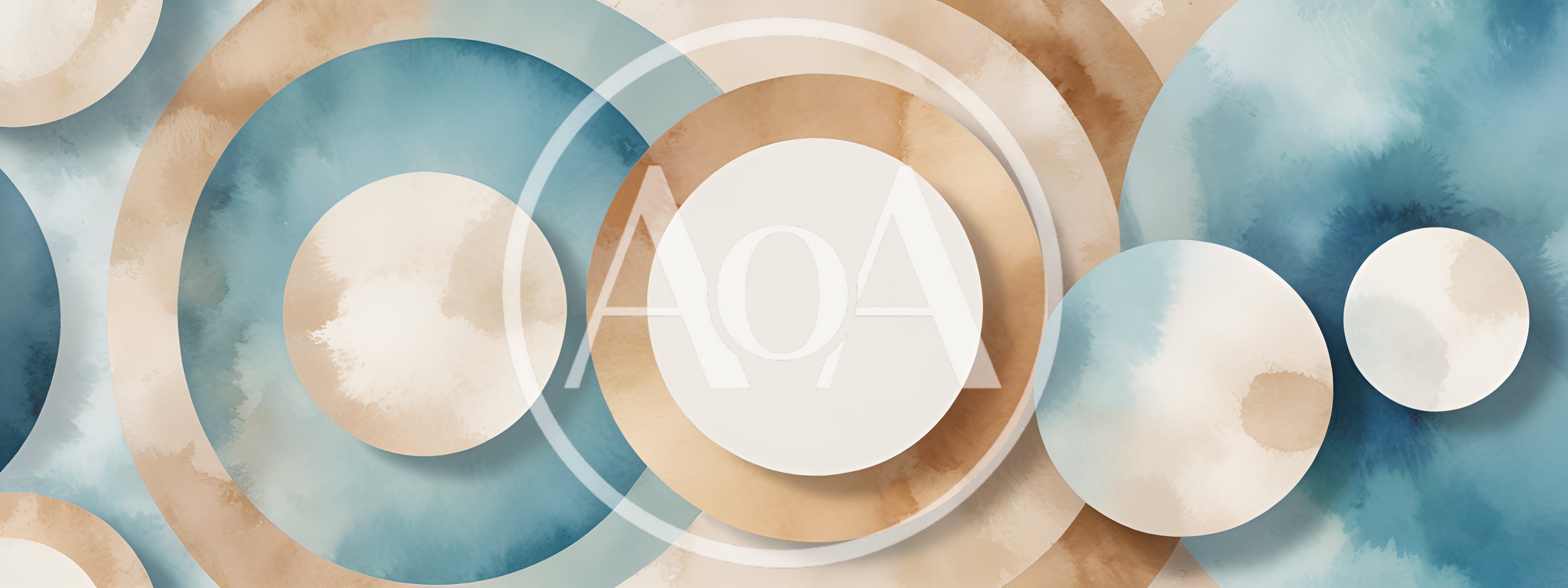 Abstract Watercolor Circles With Beige And Blue Tones