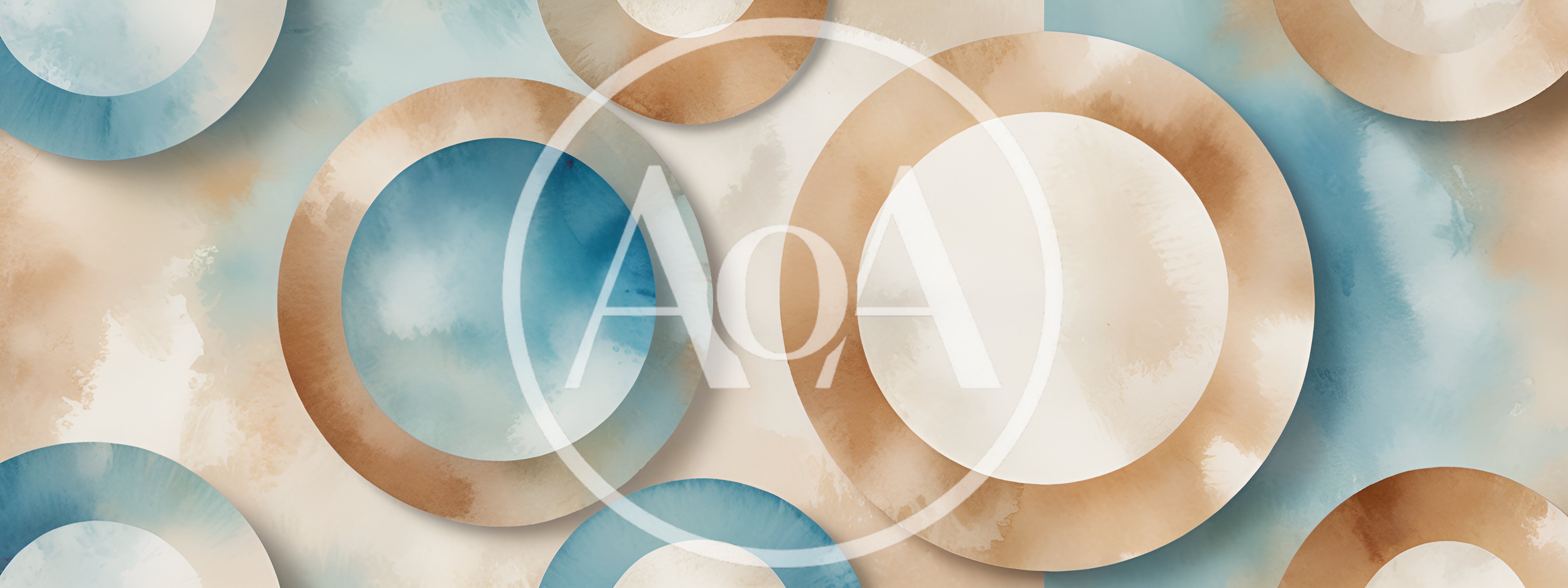 Abstract Watercolor Circles With Blue And Beige Tones