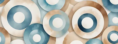 Abstract Watercolor Circles Pattern With Blue And Beige Tones