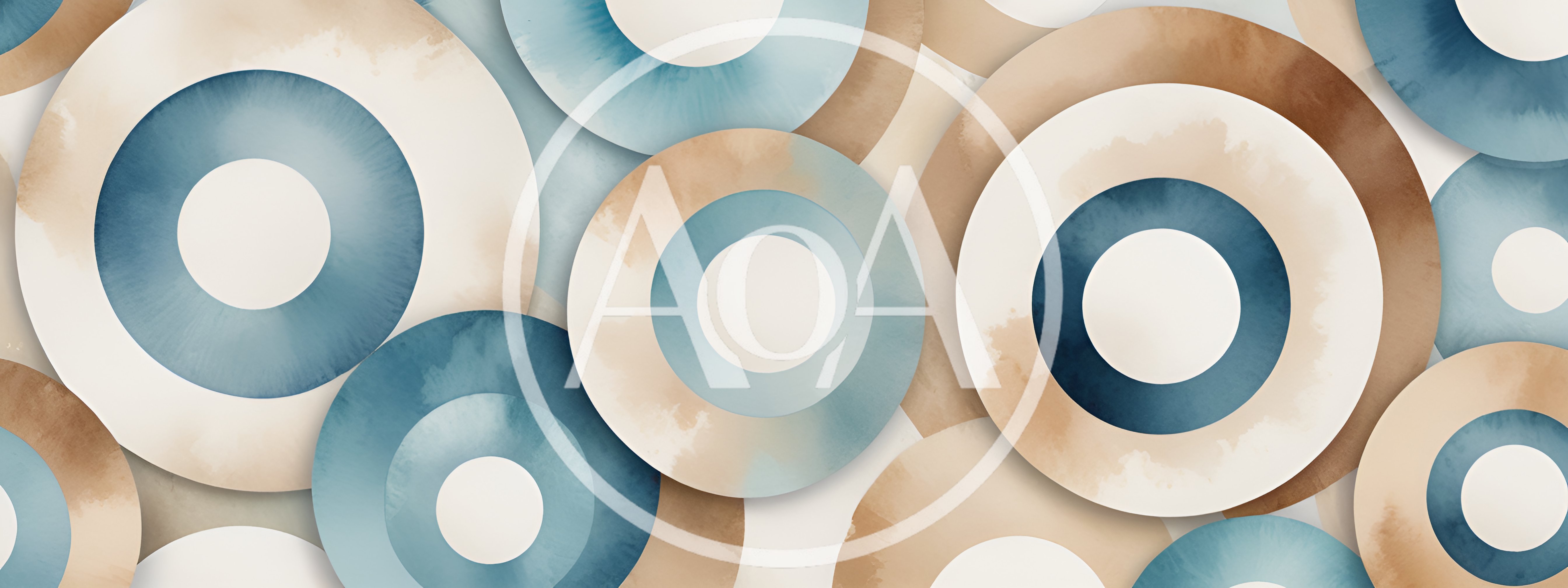 Abstract Watercolor Circles Pattern With Blue And Beige Tones