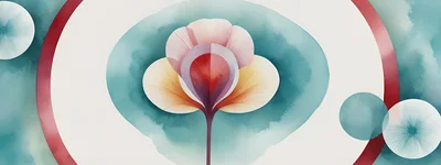 Abstract Watercolor Floral Illustration With Geometric Circles