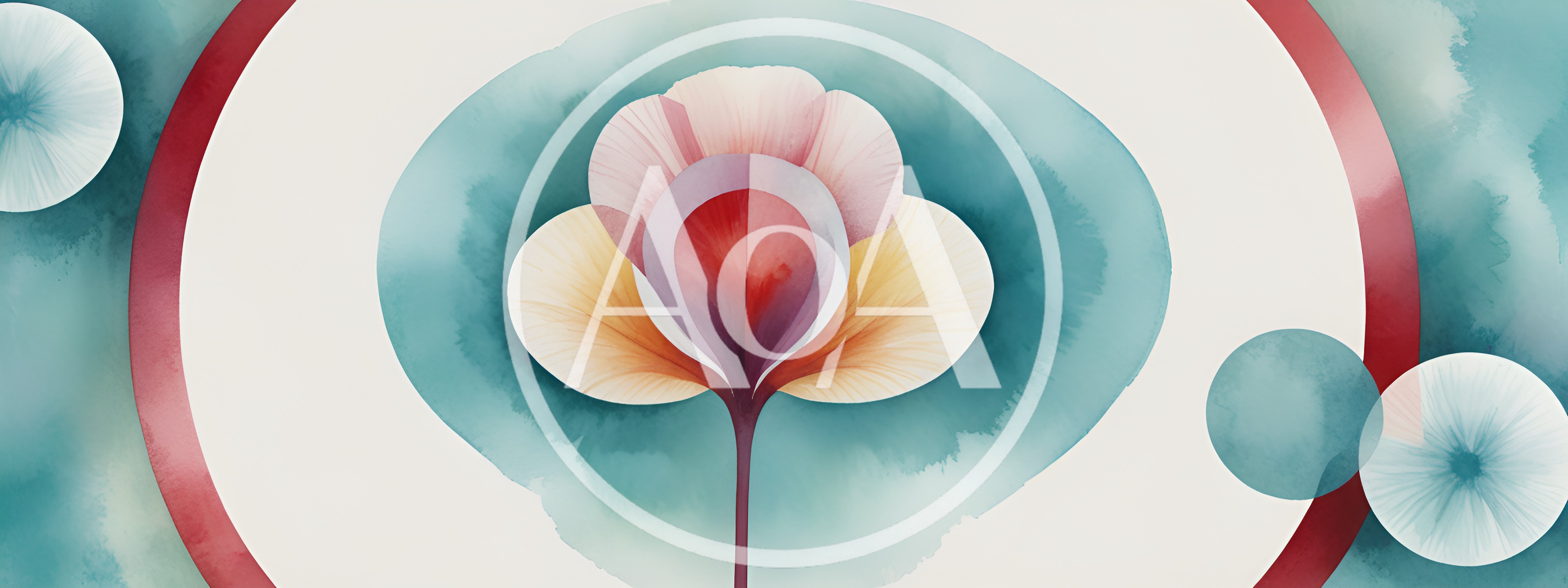 Abstract Watercolor Floral Illustration With Geometric Circles