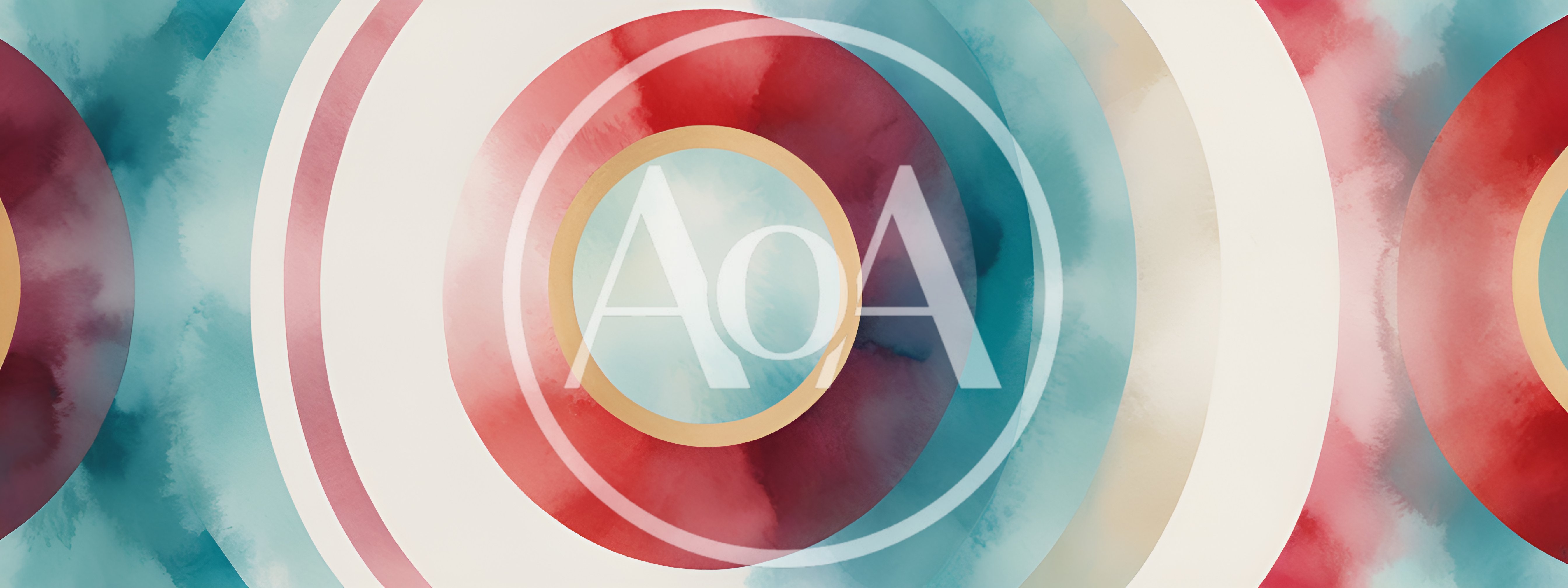 Abstract Watercolor Circles With Gold Ring Accents