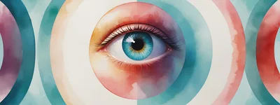 Watercolor Illustration Of A Human Eye With Concentric Circles