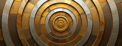 Abstract Concentric Circles Of Textured Wood Panels