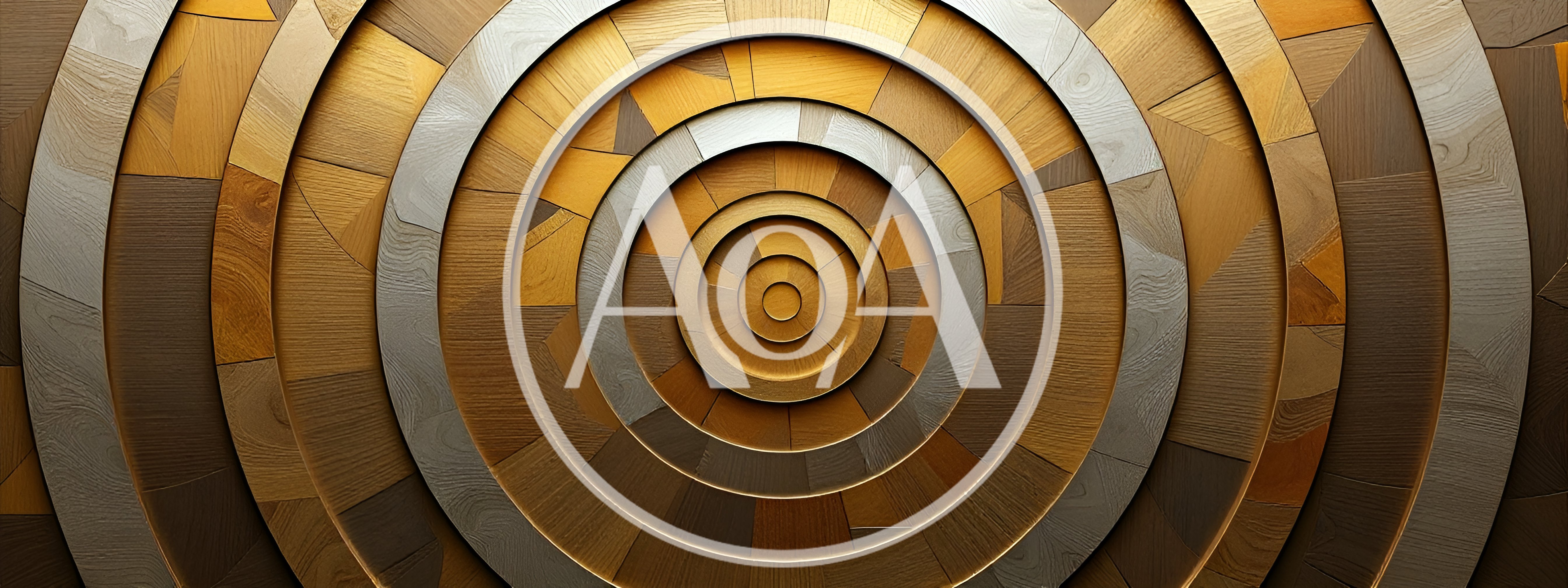 Abstract Concentric Circles Of Textured Wood Panels