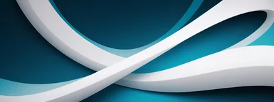 Abstract White Curved Ribbons On Teal Background