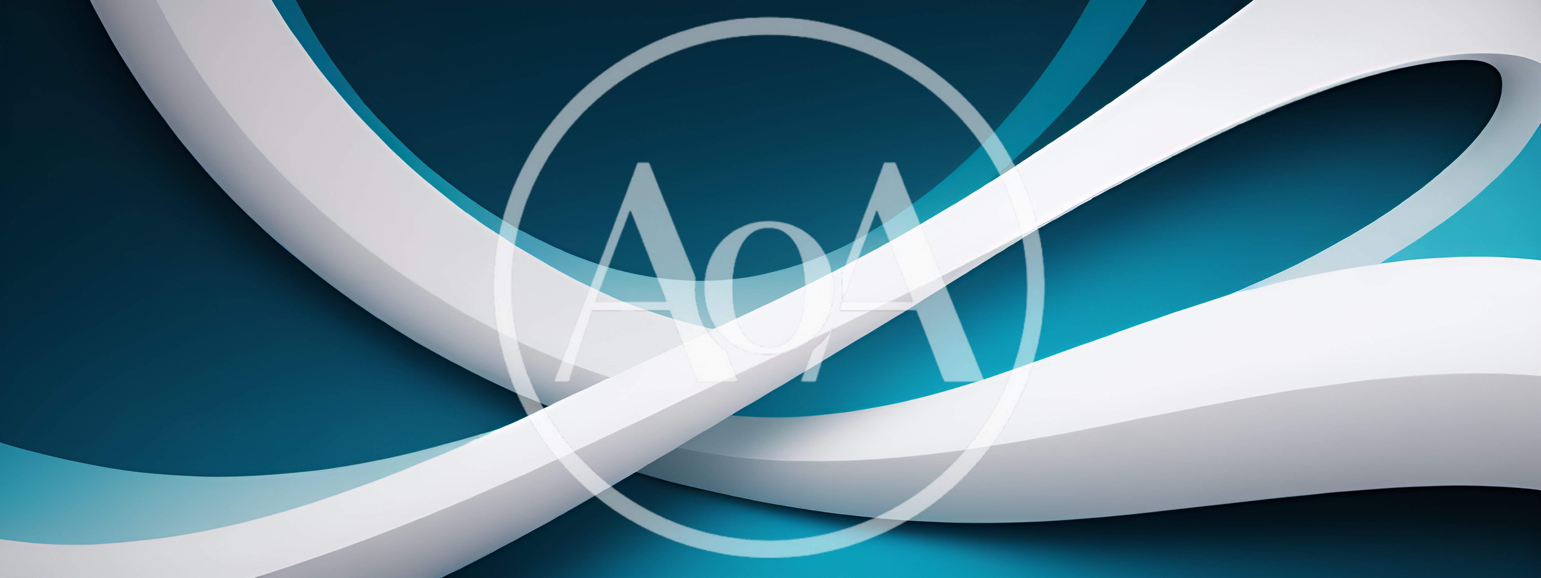 Abstract White Curved Ribbons On Teal Background