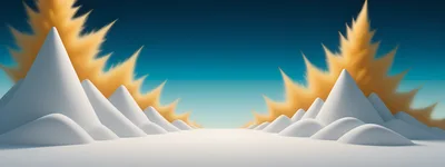 Abstract Minimalist Snowy Landscape With Golden Sunbursts