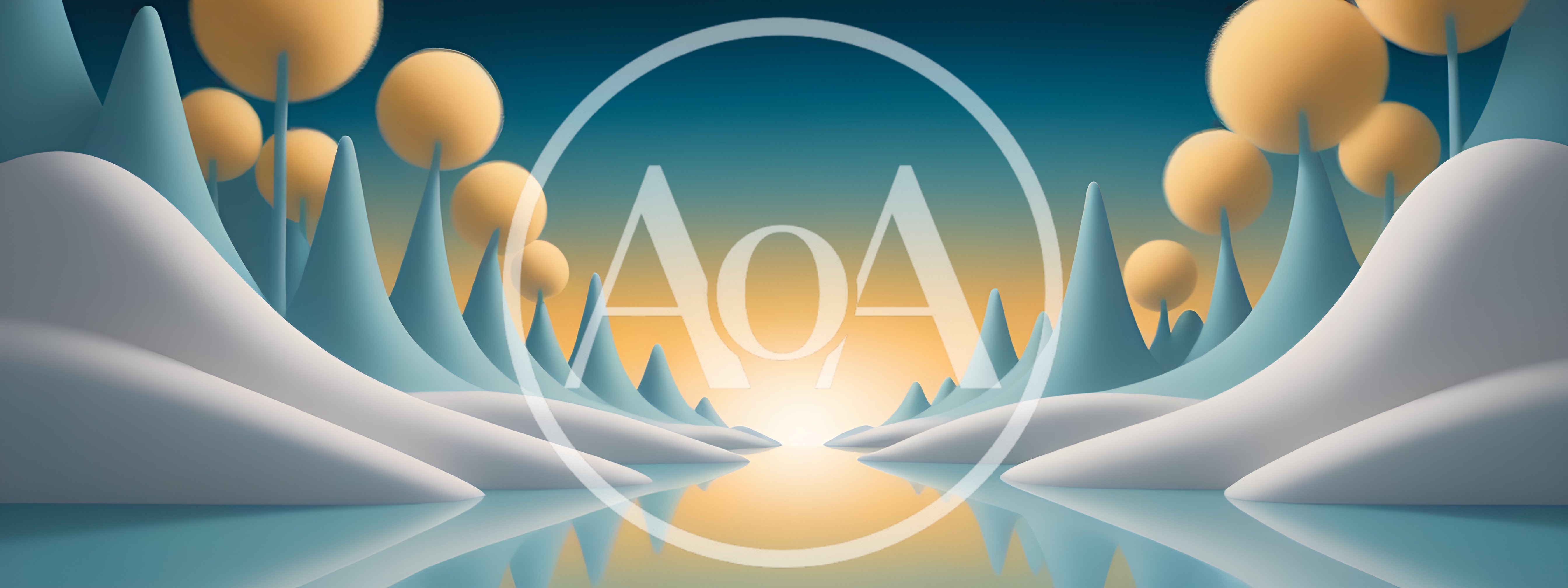 Abstract 3D Landscape With Stylized Trees And Mountains