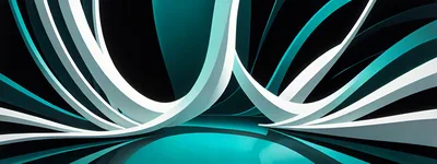 Abstract Curved White Structures With Teal Lighting