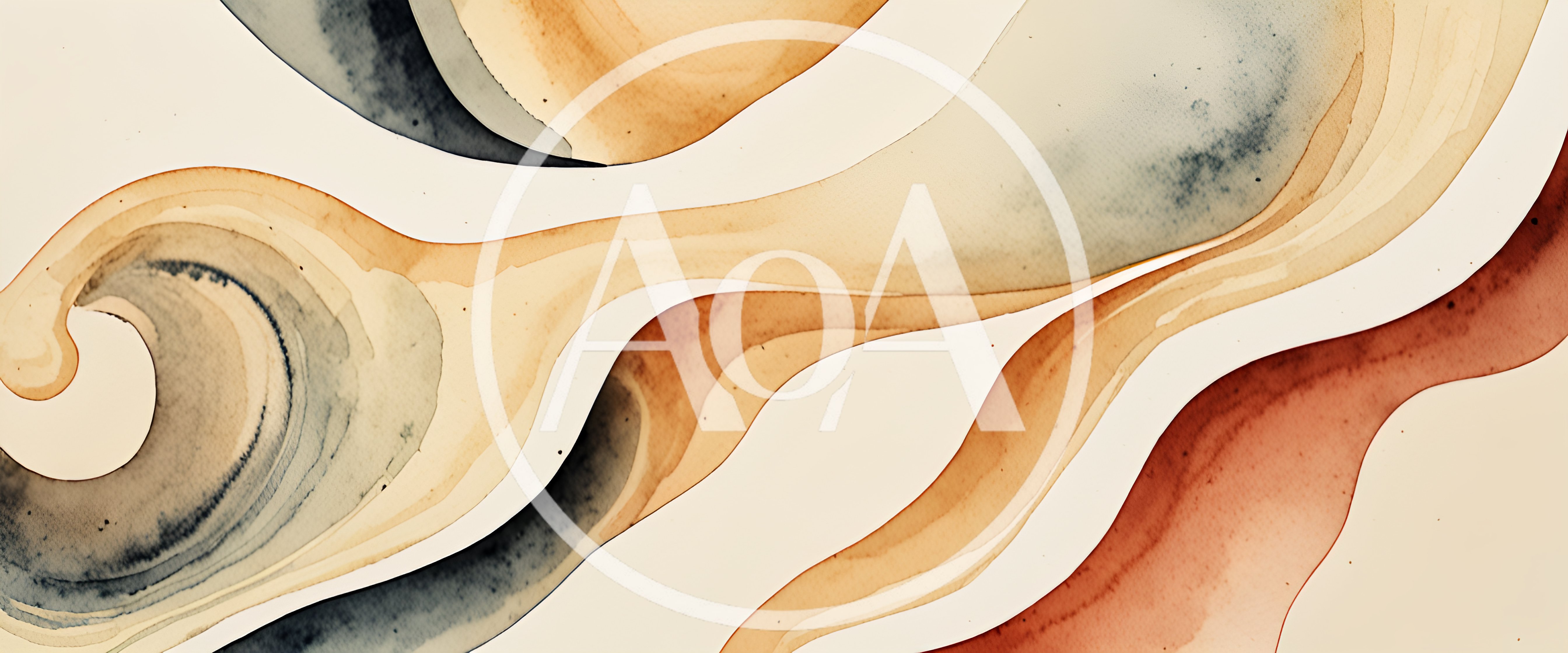 Abstract Watercolor Background With Flowing Earth Tone Waves