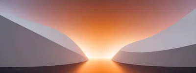 Abstract Minimalist Curved White Forms With Warm Lighting