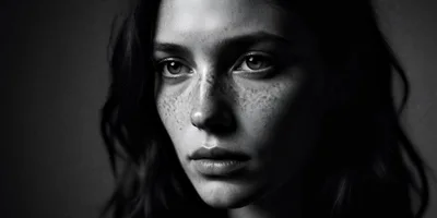 Portrait Of A Young Woman With Freckles