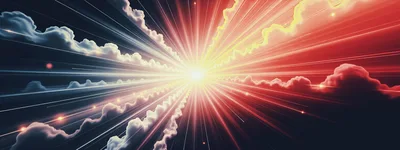 Abstract Cosmic Explosion With Contrasting Light And Clouds