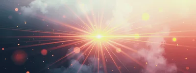 Bright Celestial Light Burst With Floating Particles