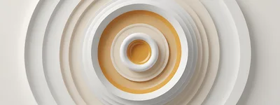 Abstract 3D Concentric Circles With Orange And White Tones