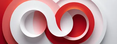 Abstract Infinity Loop With Red And White Curves