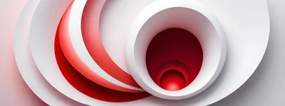 Abstract 3D Red And White Circular Tunnel Background