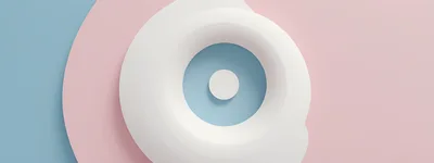 Abstract 3D White Torus Shape on Pastel Background