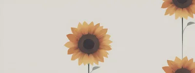 Minimalist Digital Illustration Of Sunflowers On Light Background