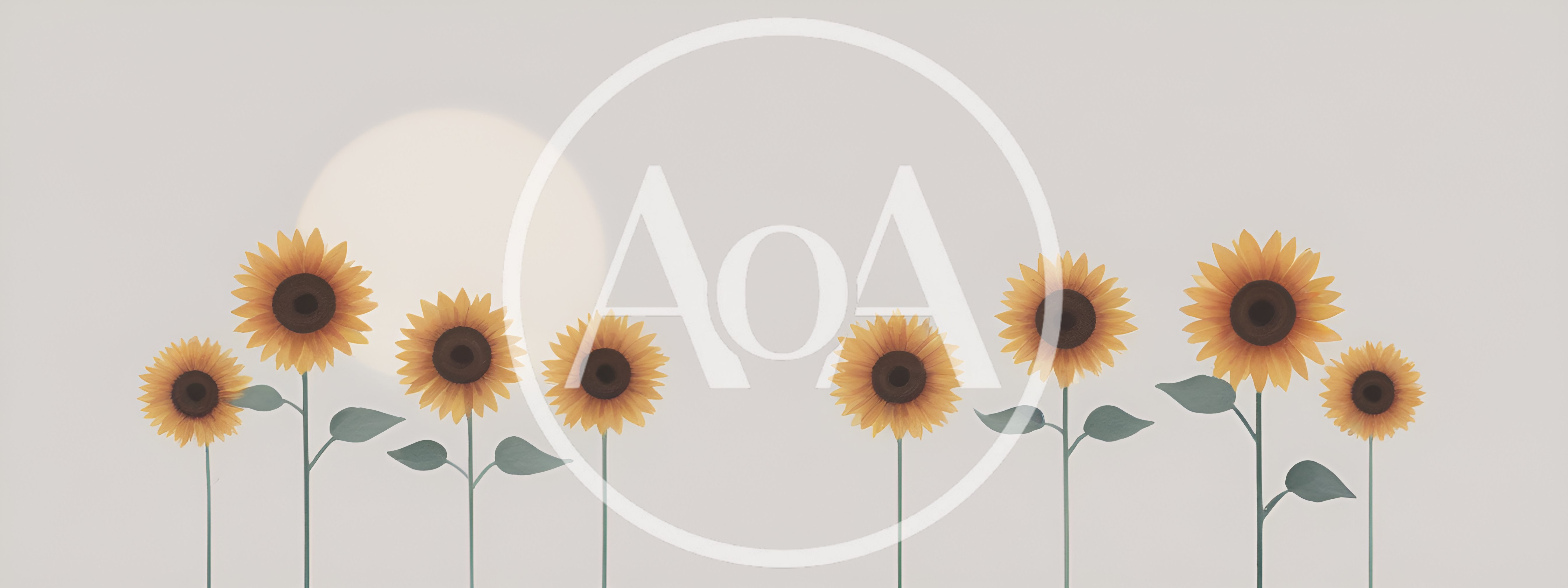 Minimalist Illustration Of Sunflowers Against A Pale Sun