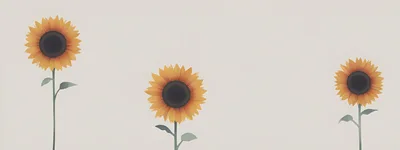 Three Minimalist Sunflowers On A Soft Neutral Background