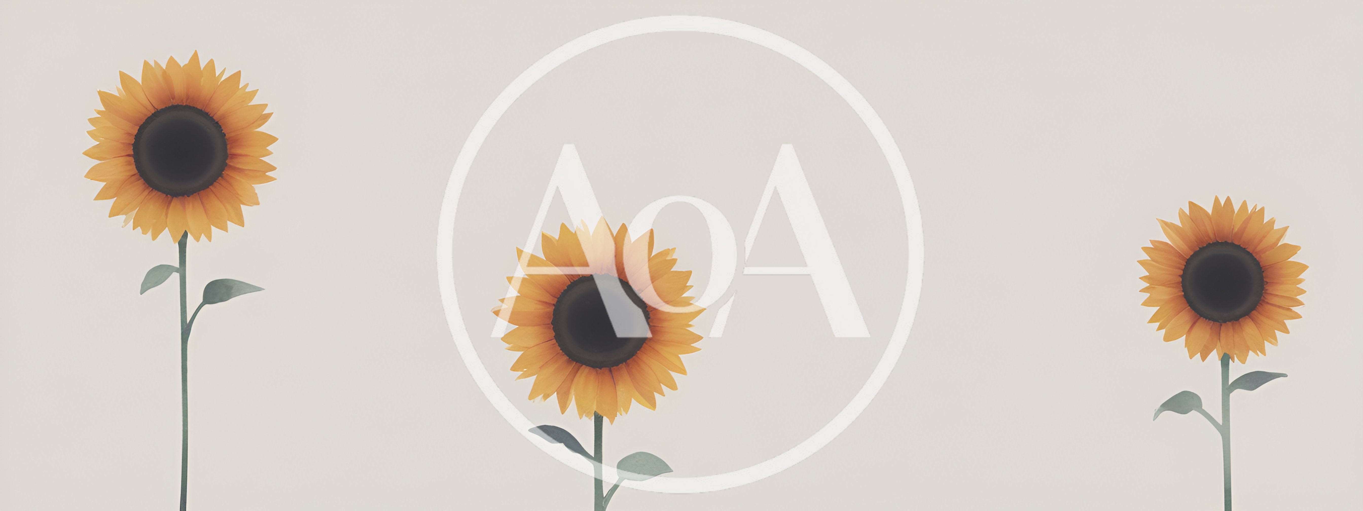 Three Minimalist Sunflowers On A Soft Neutral Background