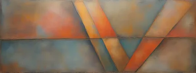 Abstract Geometric Painting With Warm And Cool Tones