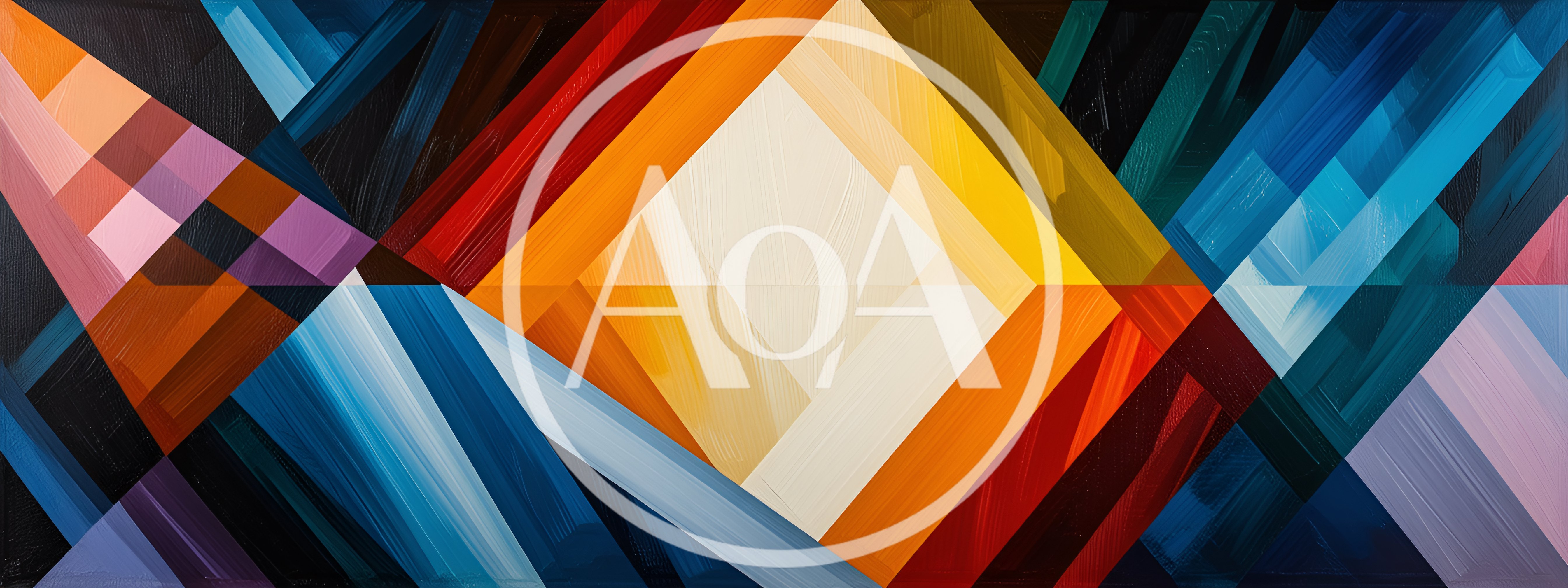 Abstract Geometric Painting With Vibrant Diagonal Color Bands