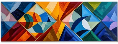 Abstract Geometric Painting With Vibrant Color Blocks