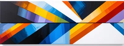 Abstract Geometric Oil Painting With Vibrant Diagonal Stripes