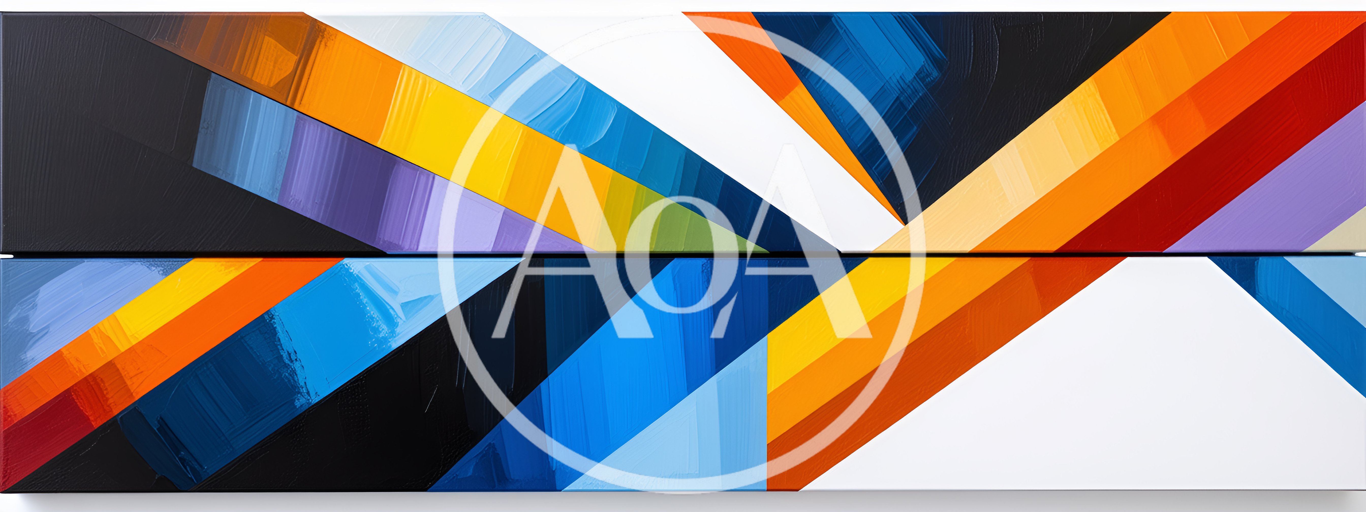 Abstract Geometric Oil Painting With Vibrant Diagonal Stripes