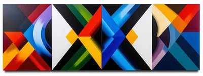 Abstract Geometric Painting With Vibrant Color Blocks