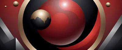 Abstract Red And Gold Spherical Geometric Background