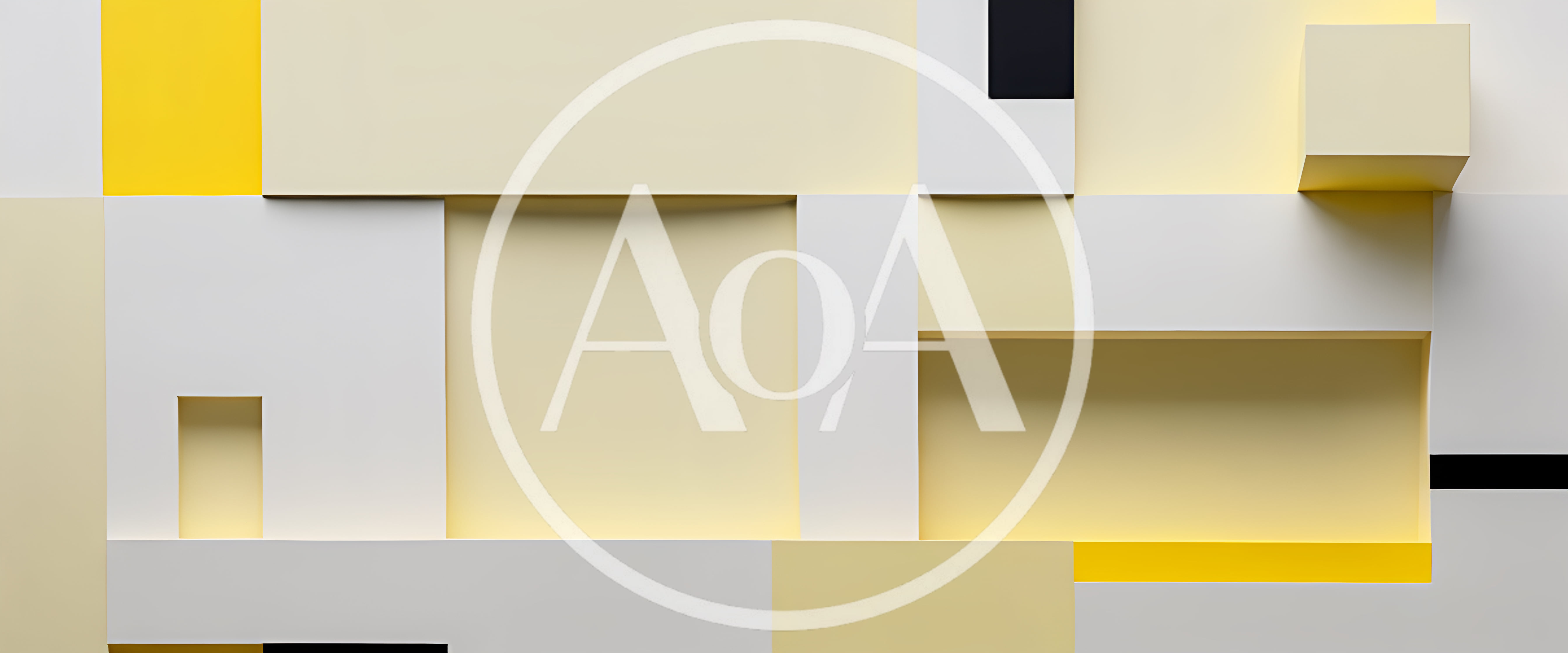 Abstract Geometric Composition With Yellow And White Blocks