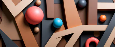 Abstract 3D Geometric Shapes Composition