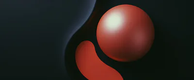 Abstract 3D Rendered Red Sphere and Fluid Shape