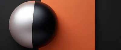 Abstract 3D Sphere With Split Metallic And Matte Finish