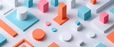 Abstract 3D Geometric Shapes On White Background