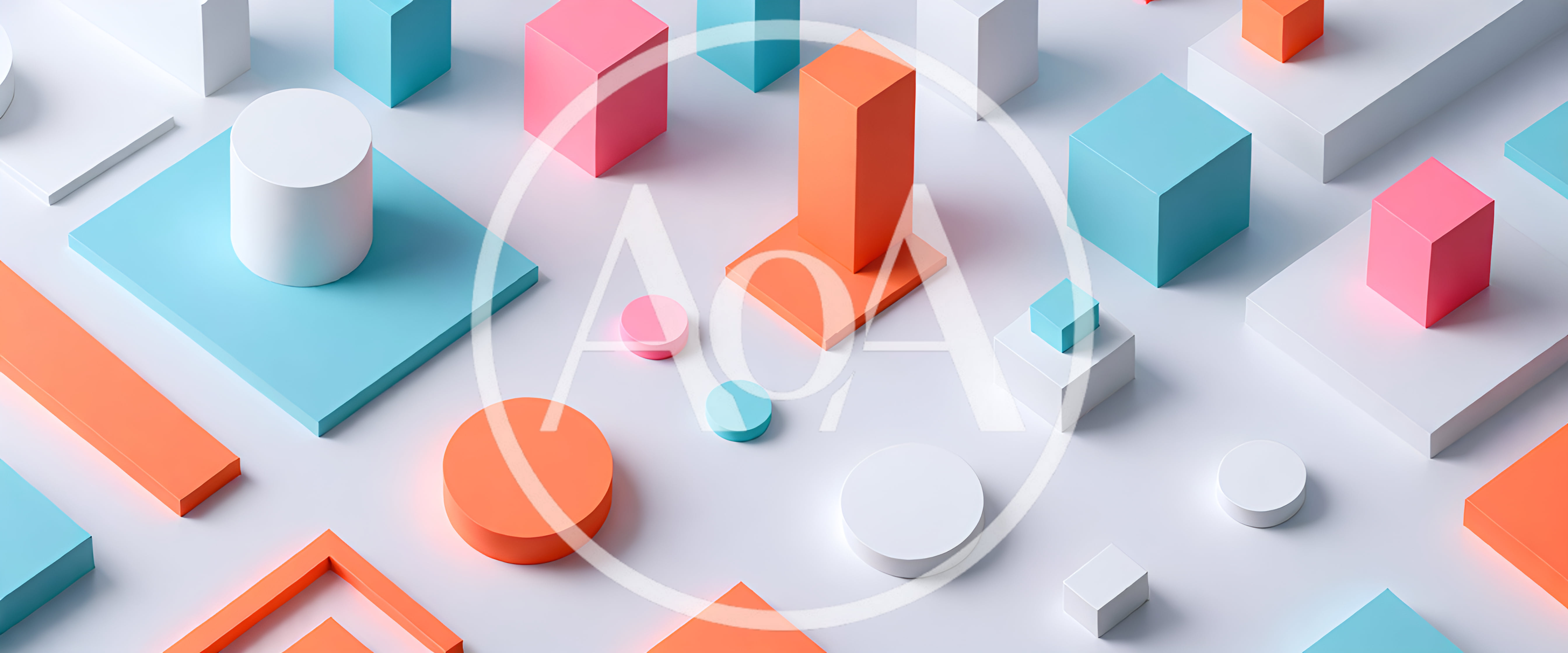 Abstract 3D Geometric Shapes On White Background