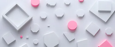 Abstract 3D Geometric Shapes On White Background