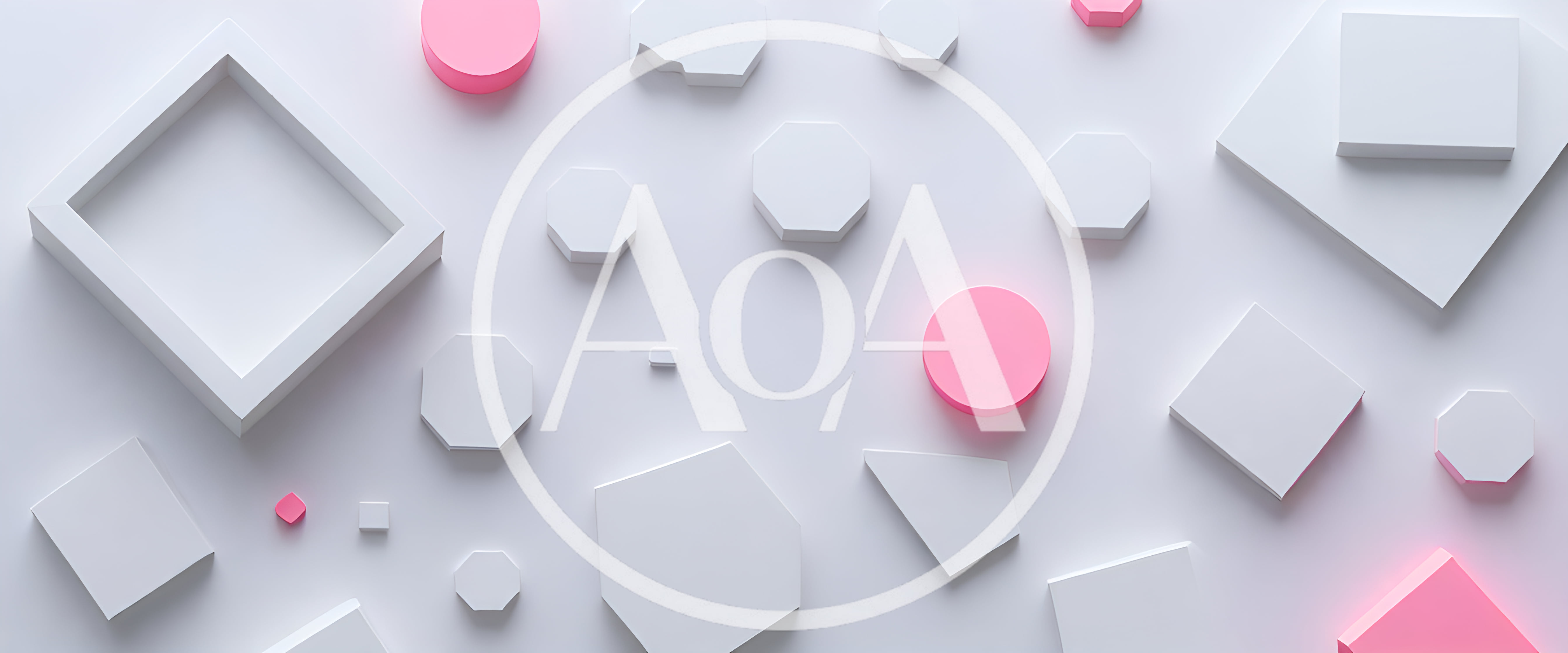 Abstract 3D Geometric Shapes On White Background
