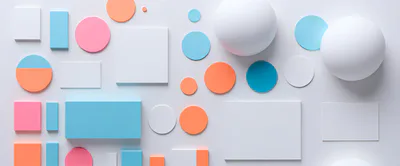 Abstract 3D Geometric Shapes On White Background