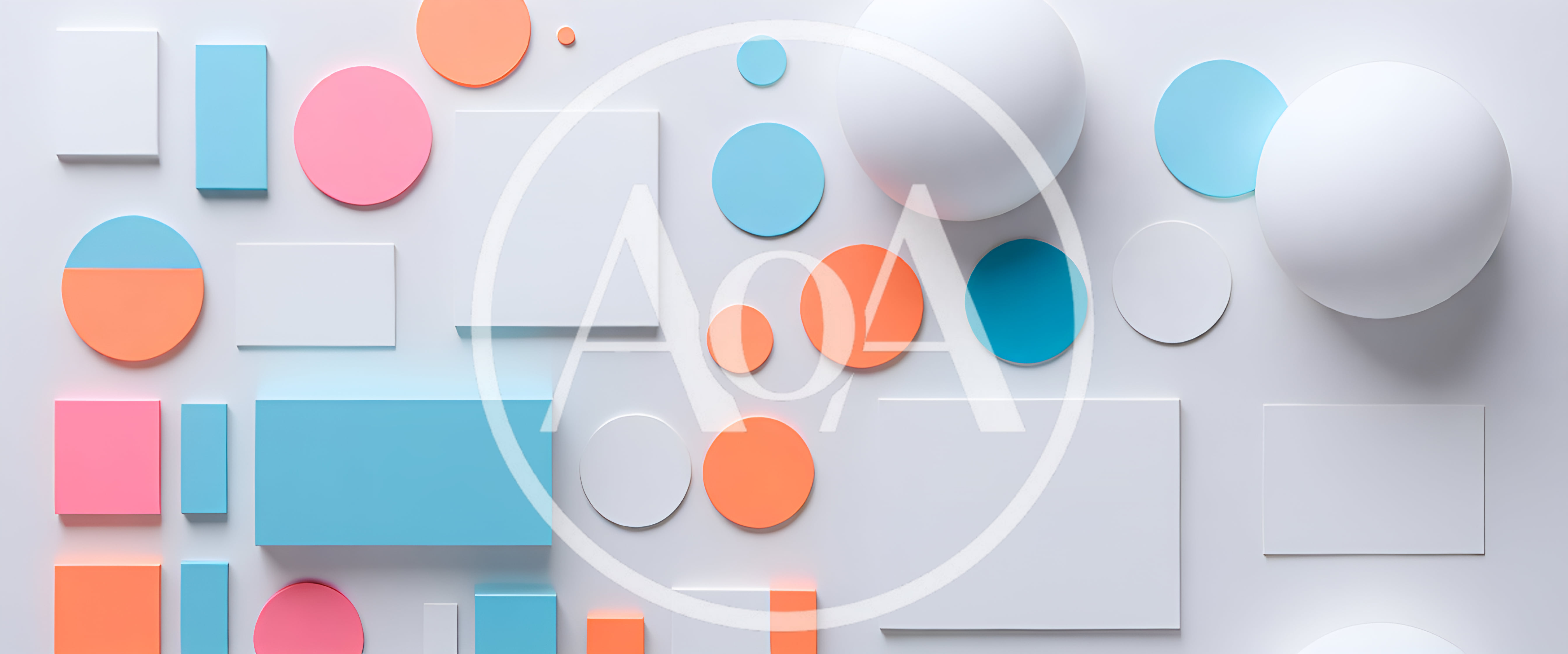 Abstract 3D Geometric Shapes On White Background
