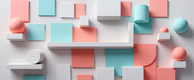 Abstract 3D Geometric Shapes Composition