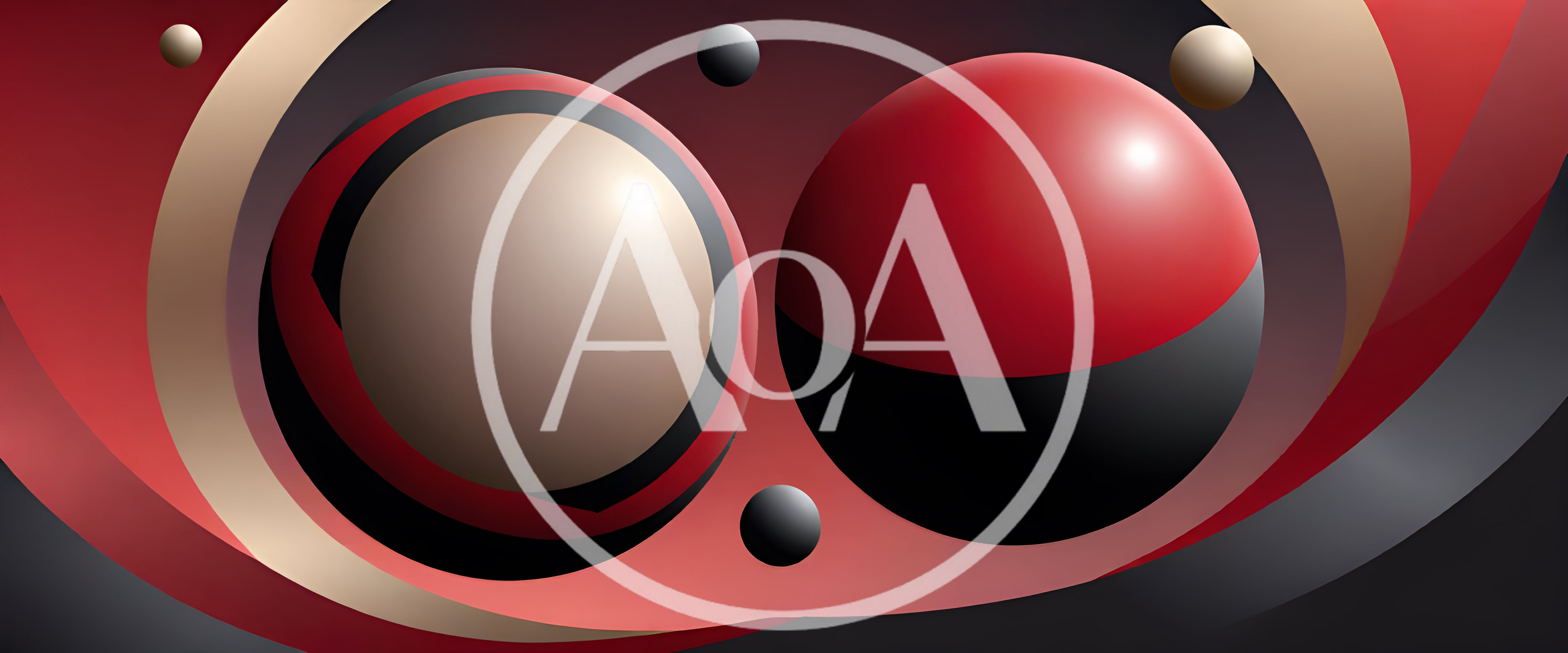 Abstract 3D Spheres With Red And Beige Curves