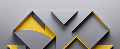 Abstract Geometric 3D Composition With Yellow And Grey Shapes