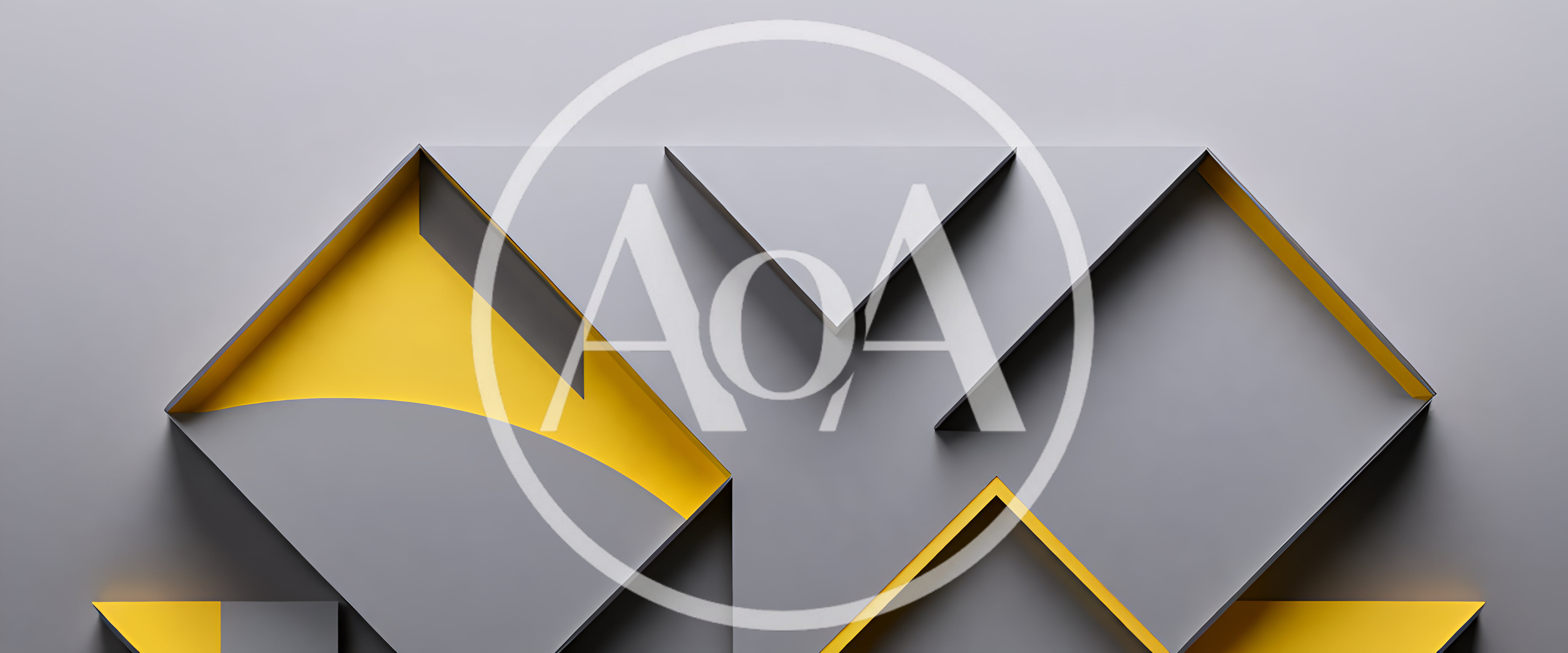 Abstract Geometric 3D Composition With Yellow And Grey Shapes