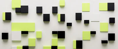 Abstract 3D Geometric Shapes With Neon Green And Black